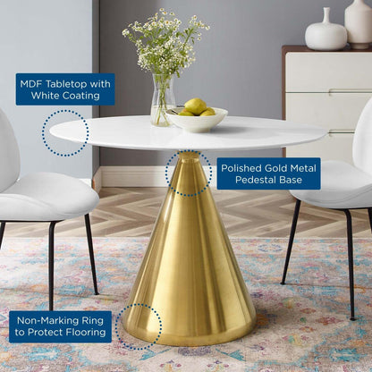 patio dining tables | CasaFoyer Tupelo 42 Oval Dining Table | Elegant Mid-Century Style | Sturdy MDF Top | Sleek White Finish | Gold Metal Pedestal Base | Easy to Clean | Non-Marking Ring | casafoyer.myshopify.com