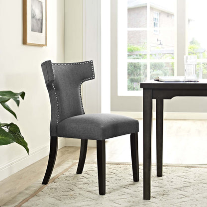 home office desk chairs | CasaFoyer Curve Dining Side Chair | Elegant Design | Nailhead Trim | High-Density Foam Cushioning | Soft Polyester Upholstery | Tapered Wooden Legs | Non-Marking Foot Caps | Gray | casafoyer.myshopify.com