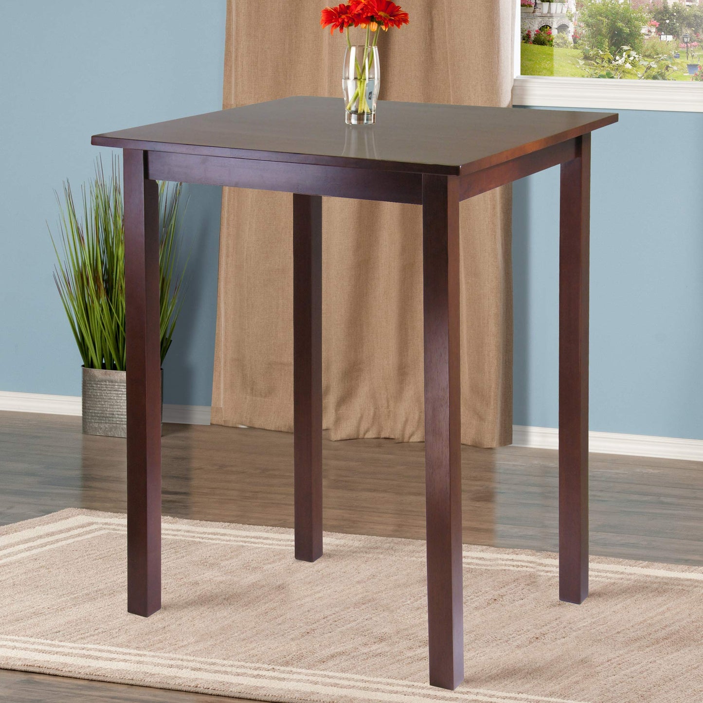 TABLE | Ergode  Wood Parkland High Dining Table | Compact & Timeless Design | Walnut Finish | Bar-Height Clearance | Solid Wood Construction | Easy Assembly | 33.86 W x 33.86 D x 38.98 H | casafoyer.myshopify.com