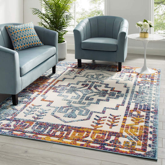 Carpet & Rugs | CasaFoyer Reflect Nyssa Distressed Geometric Southwestern Aztec Indoor/Outdoor Area Rug | 5x8 Size | Multicolored | casafoyer.myshopify.com