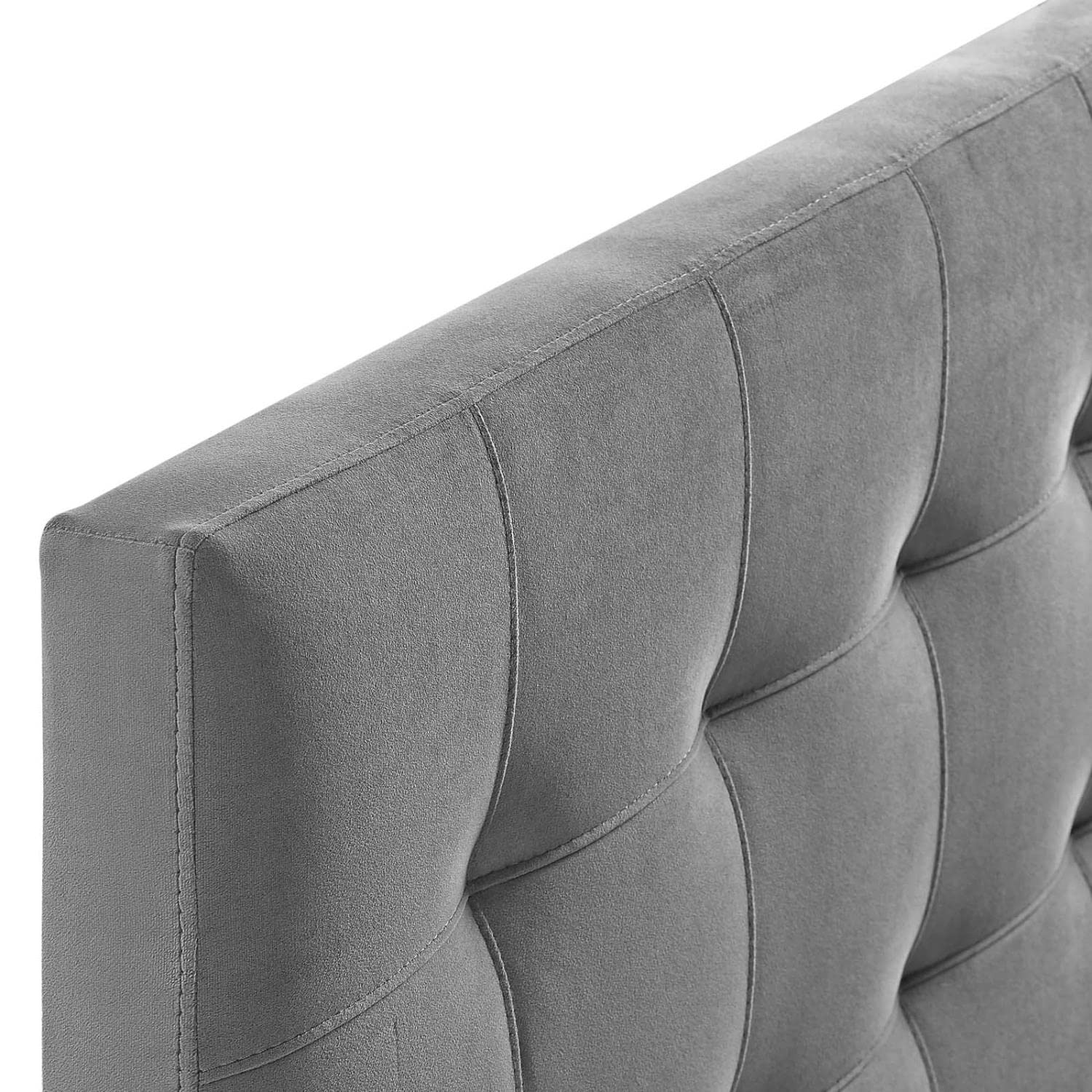 headboards | CasaFoyer Lily Queen Biscuit Tufted Performance Velvet Headboard | Timeless Charm | Luxurious Feel | Vintage Glamour | Stain-Resistant | Adjustable Height | Gray | casafoyer.myshopify.com
