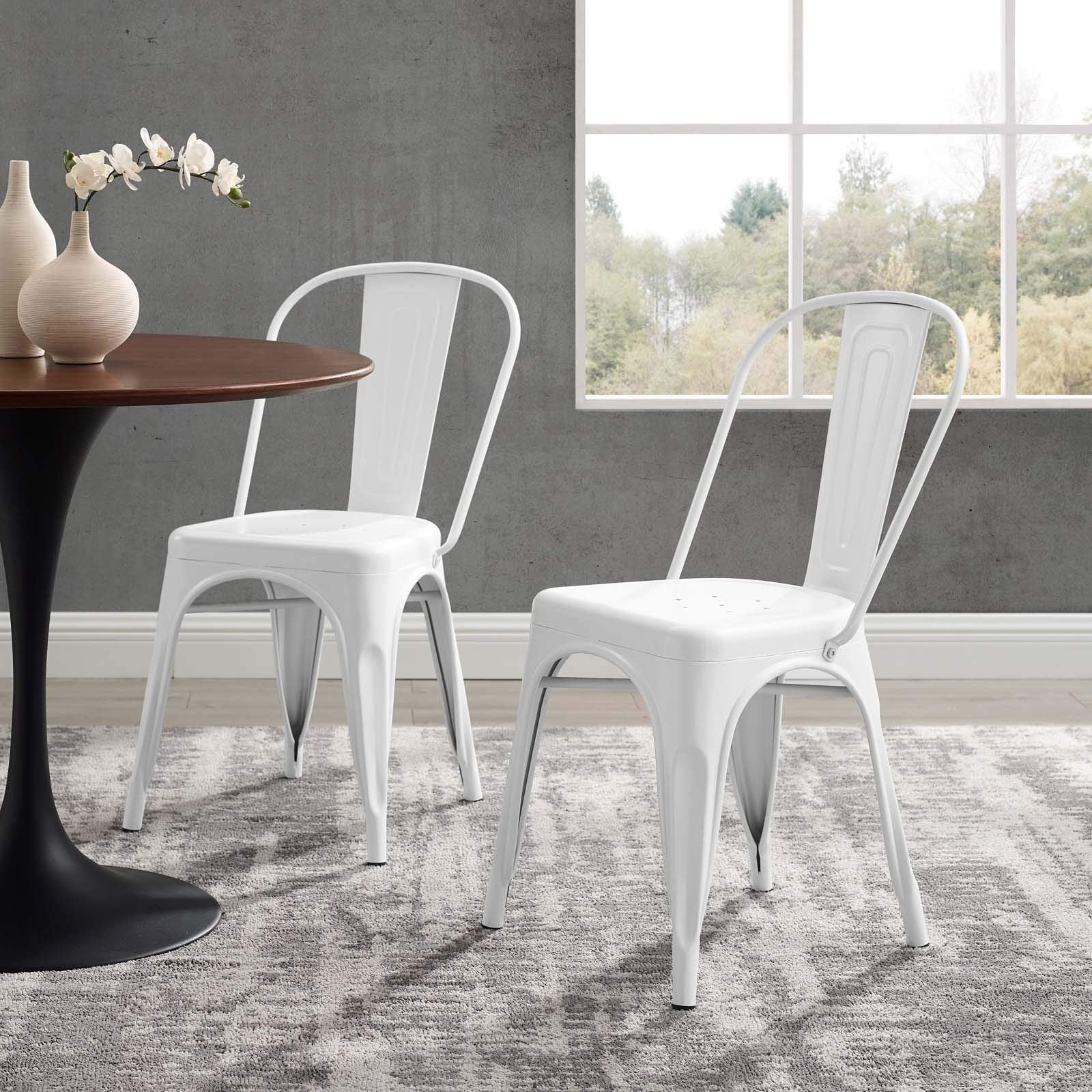 home office desk chairs | CasaFoyer Promenade Bistro Dining Side Chair Set of 2 | Elegant Steel Finish | Classic Bistro Charm | Non-Marking Foot Caps | Sleek Modern Design | Supports up to 331 lbs. | casafoyer.myshopify.com