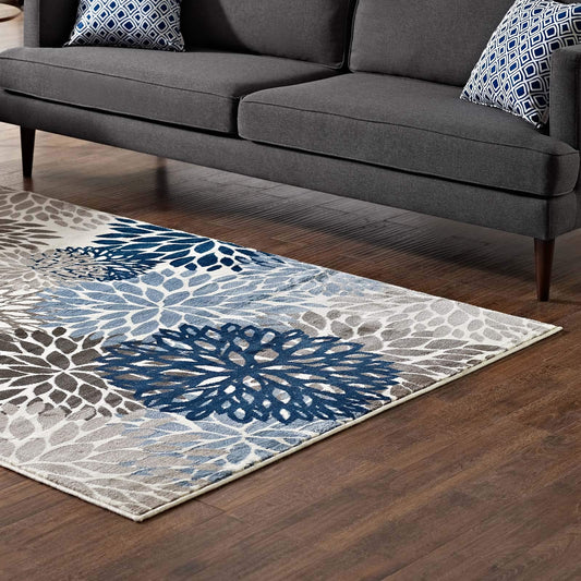 Carpet & Rugs | CasaFoyer Calithea Vintage Classic Abstract Floral Area Rug | Durable Machine-Woven Heat-Set Polypropylene | Rubber Bottom for Added Grip | Stain Resistant | Easy to Maintain | 5x8 Size | Blue, Brown, Beige | casafoyer.myshopify.com