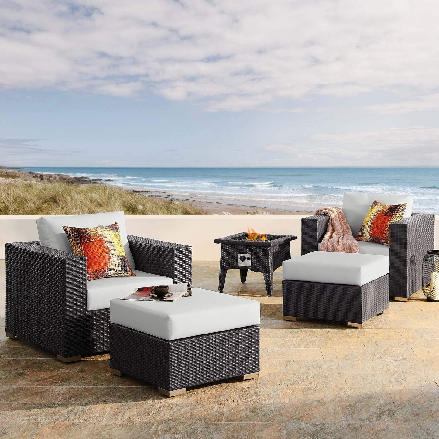 fire pits | Ergode Convene Outdoor Patio Furniture Set | Fire Table | Stylish & Durable Aluminum Frames | Water & UV-Resistant Cushions | Smoke-Free Flame | Perfect for Entertaining & Relaxation | casafoyer.myshopify.com