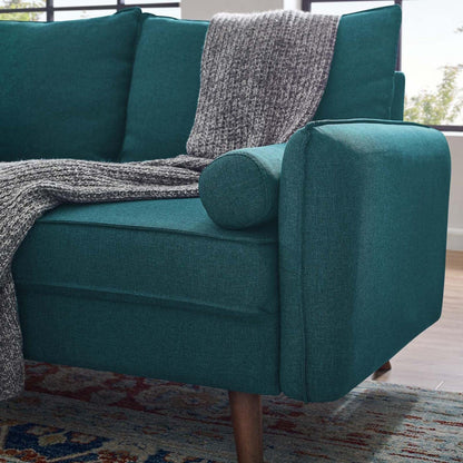sofas | CasaFoyer Revive Loveseat | Cozy & Refined Design | Bolster Pillows | Vibrant Teal Upholstery | Trendy Splayed Wood Legs | Compact Shipping Box | Perfect for Home or Apartment | casafoyer.myshopify.com