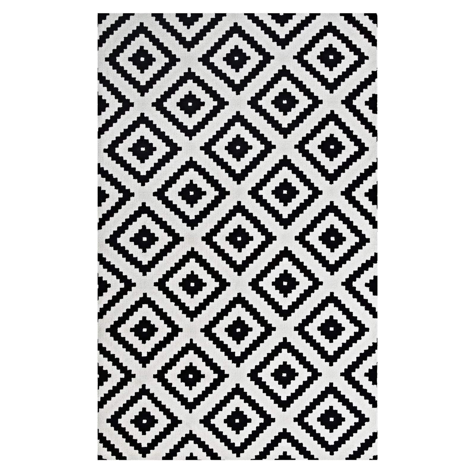 Carpet & Rugs | CasaFoyer Alika Abstract Diamond Trellis Area Rug | Modern Design | Luxurious Feel | Durable & Stain Resistant | 5x8 | Black & White | casafoyer.myshopify.com