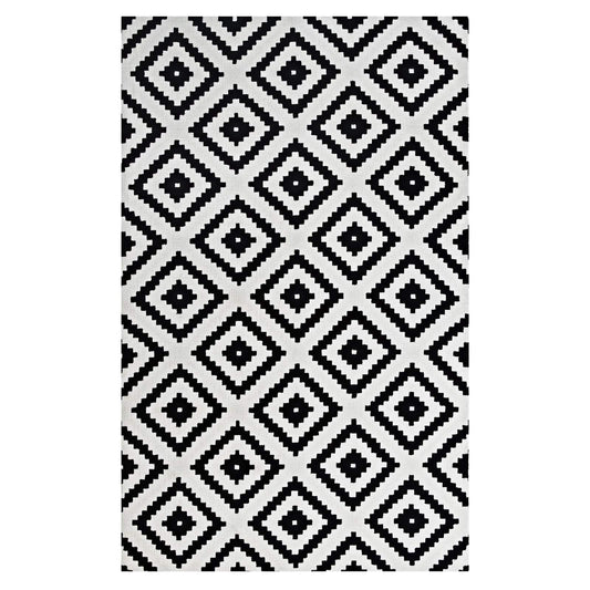 Carpet & Rugs | CasaFoyer Alika Abstract Diamond Trellis Area Rug | Modern Design | Luxurious Feel | Durable & Stain Resistant | 5x8 | Black & White | casafoyer.myshopify.com