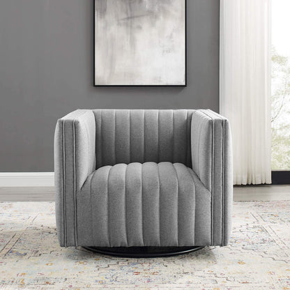 home office desk chairs | CasaFoyer Conjure Channel Tufted Fabric Upholstered Swivel Armchair | Luxurious Comfort | Stylish Design | Glam Deco Style | Premium Seating | Rotating Base | Sturdy & Durable | Fully Assembled | casafoyer.myshopify.com
