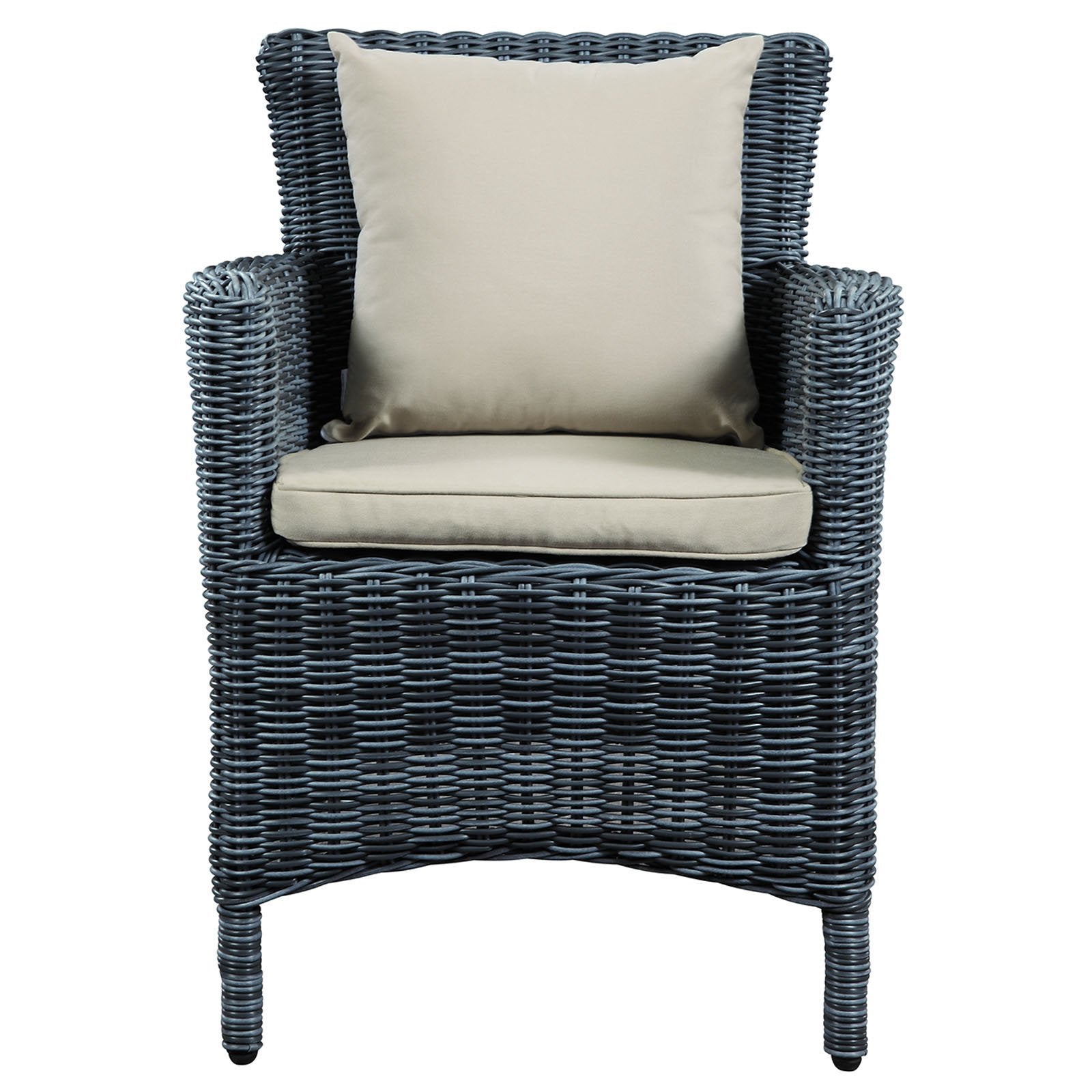 Patio Furniture Sets | Summon Outdoor Patio Dining Arm Chair | Ultimate Comfort & Quality | Two-Tone Rattan | Sunbrella Cushions | Powder-Coated Aluminum Frame | Ideal for Patio, Backyard, Poolside | Includes 1 Armchair | casafoyer.myshopify.com