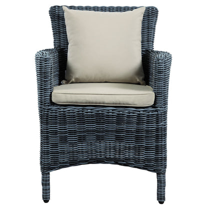 Patio Furniture Sets | Summon Outdoor Patio Dining Arm Chair | Ultimate Comfort & Quality | Two-Tone Rattan | Sunbrella Cushions | Powder-Coated Aluminum Frame | Ideal for Patio, Backyard, Poolside | Includes 1 Armchair | casafoyer.myshopify.com