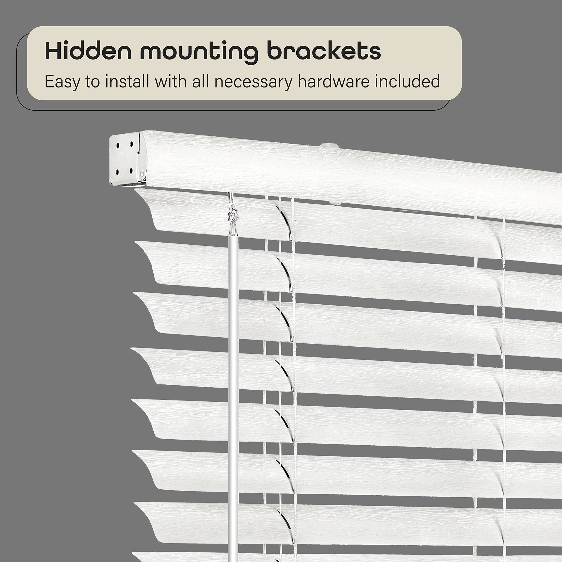 window treatment horizontal blinds | CasaFoyer Cordless GII Luna 2 Vinyl Plantation Blind | White | Resistant to Chipping, Denting, and Fading | Tilt Wand and Cordless Lift | Easy Operation and Installation | casafoyer.myshopify.com