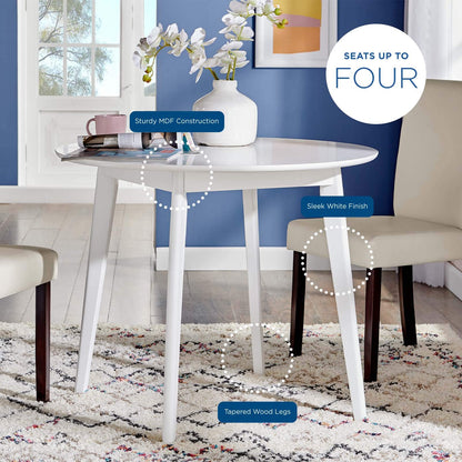 patio dining tables | CasaFoyer Vision 35 Round Dining Table | Mid-Century Modern Design | Sturdy MDF Top | Space-Saving | Retro-Modern Appeal | Seats 4 | White | casafoyer.myshopify.com