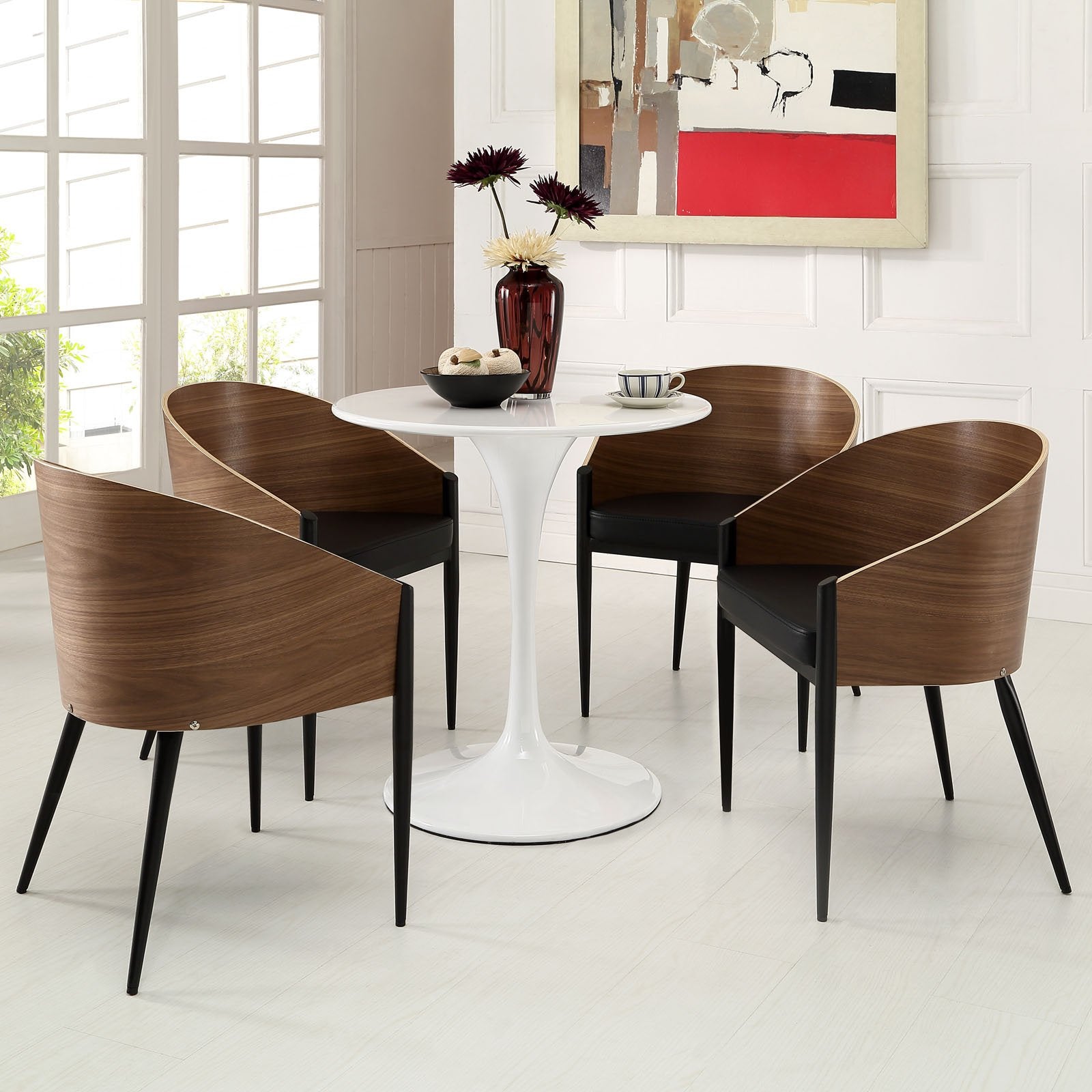 home office desk chairs | CasaFoyer Cooper Dining Chair Set of 4 | Chrome Legs | Curved Wooden Back | Modern Design | Enhance Your Dining Experience | casafoyer.myshopify.com