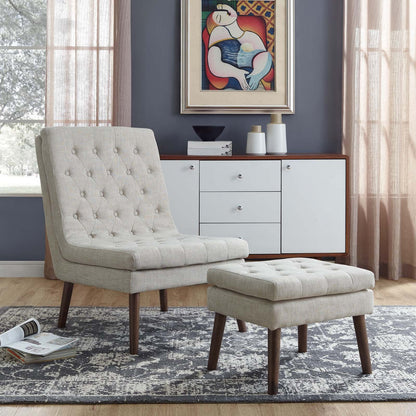 home office desk chairs | CasaFoyer Modify Upholstered Lounge Chair & Ottoman Set | Beige | Generously Padded | High-Density Foam | Tufted Buttons | Polyester Upholstery | Angled Wood Dowel Legs | Foot Pads | Supports up to 331 lbs | Luxury & Style | casafoyer.myshopify.com