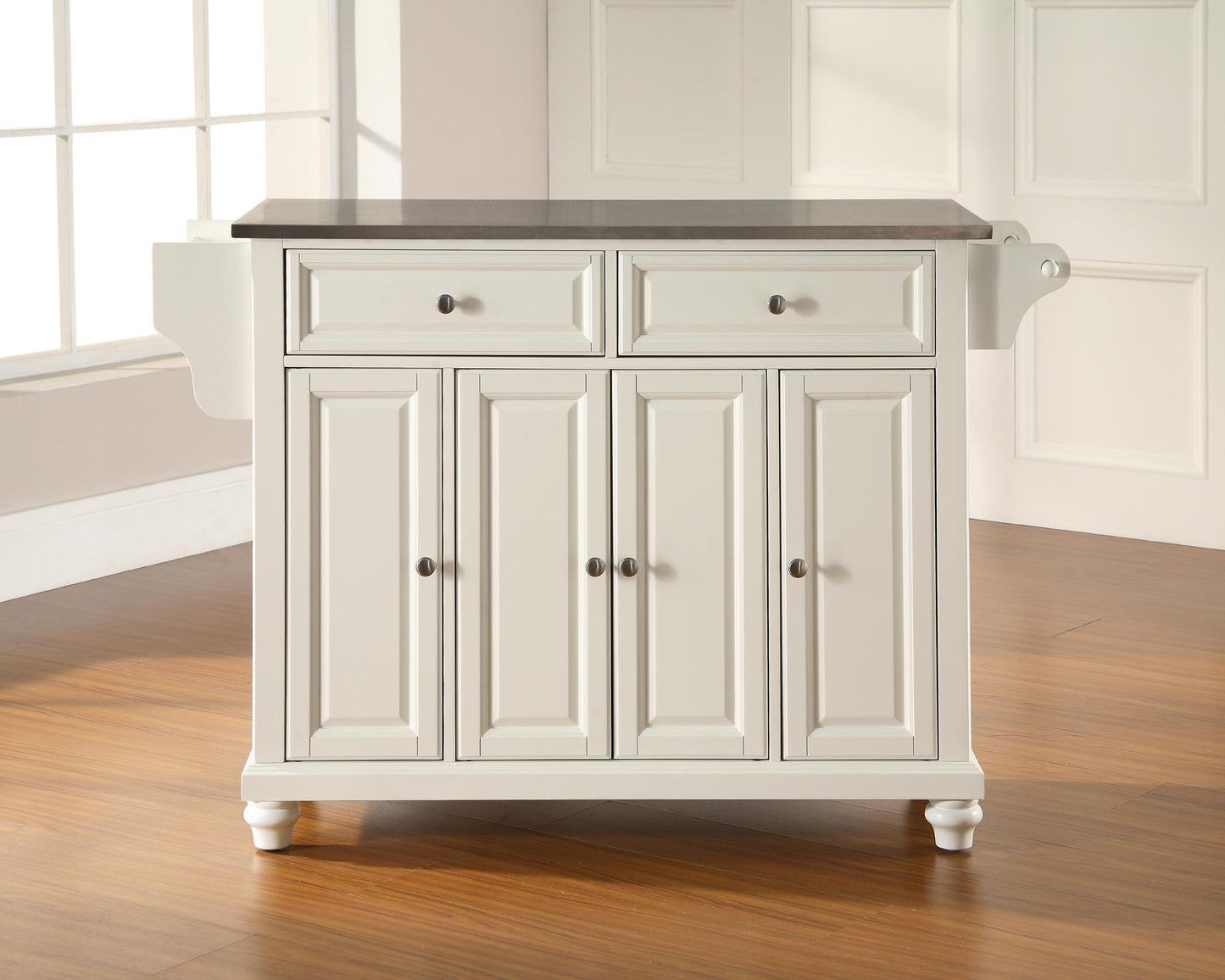 Kitchen Storage | Durable Solid Hardwood Kitchen Island | Raised Panel Doors | Ample Storage Space | Elegant & Functional | White Finish | casafoyer.myshopify.com