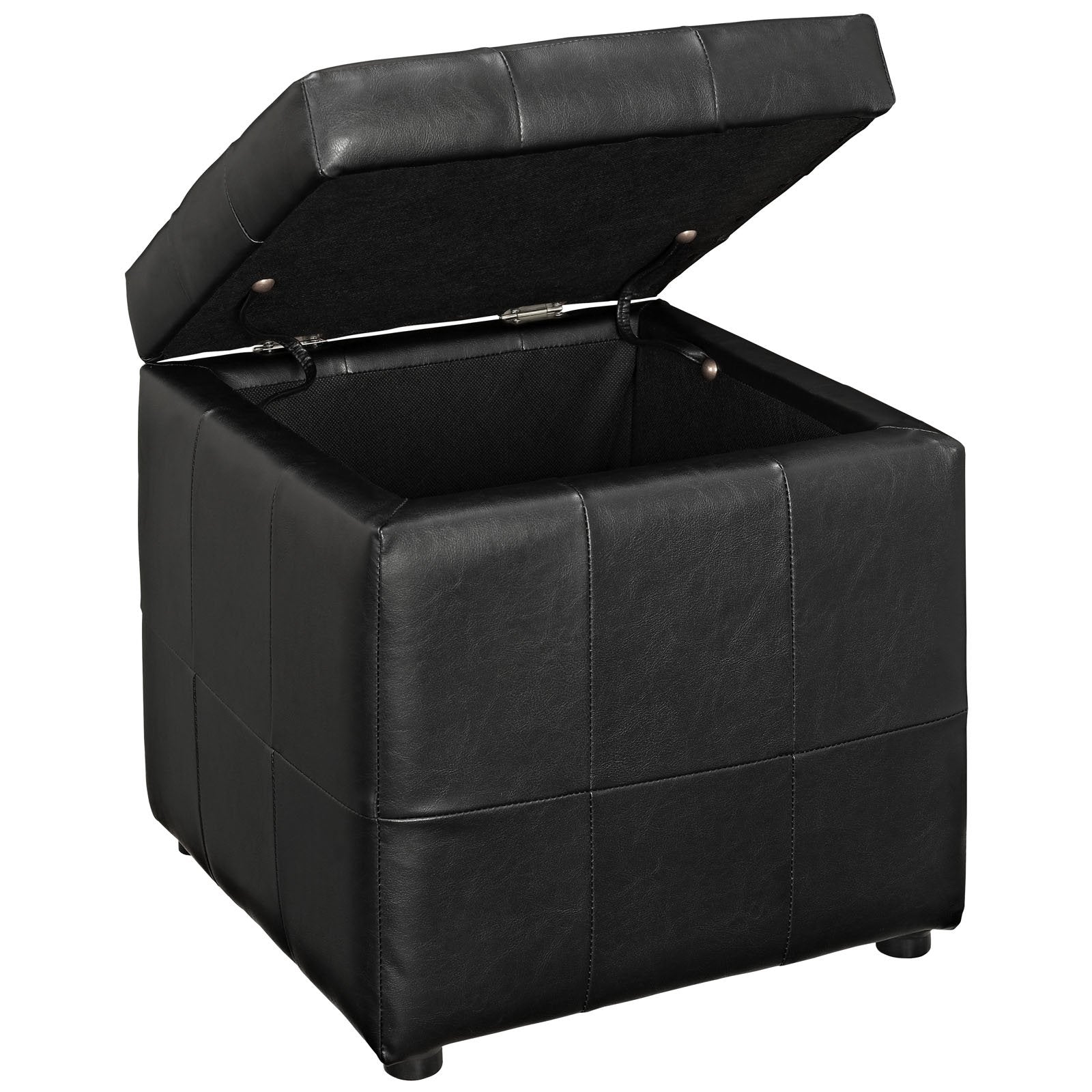 ottomans | CasaFoyer Volt Button Tufted Faux Leather Upholstered Storage Ottoman | Compact & Reliable Accent Piece | Lined Compartment | Sturdy Wood Frame | Soft & Durable Upholstery | Stylish Addition to Any Room | Black | casafoyer.myshopify.com
