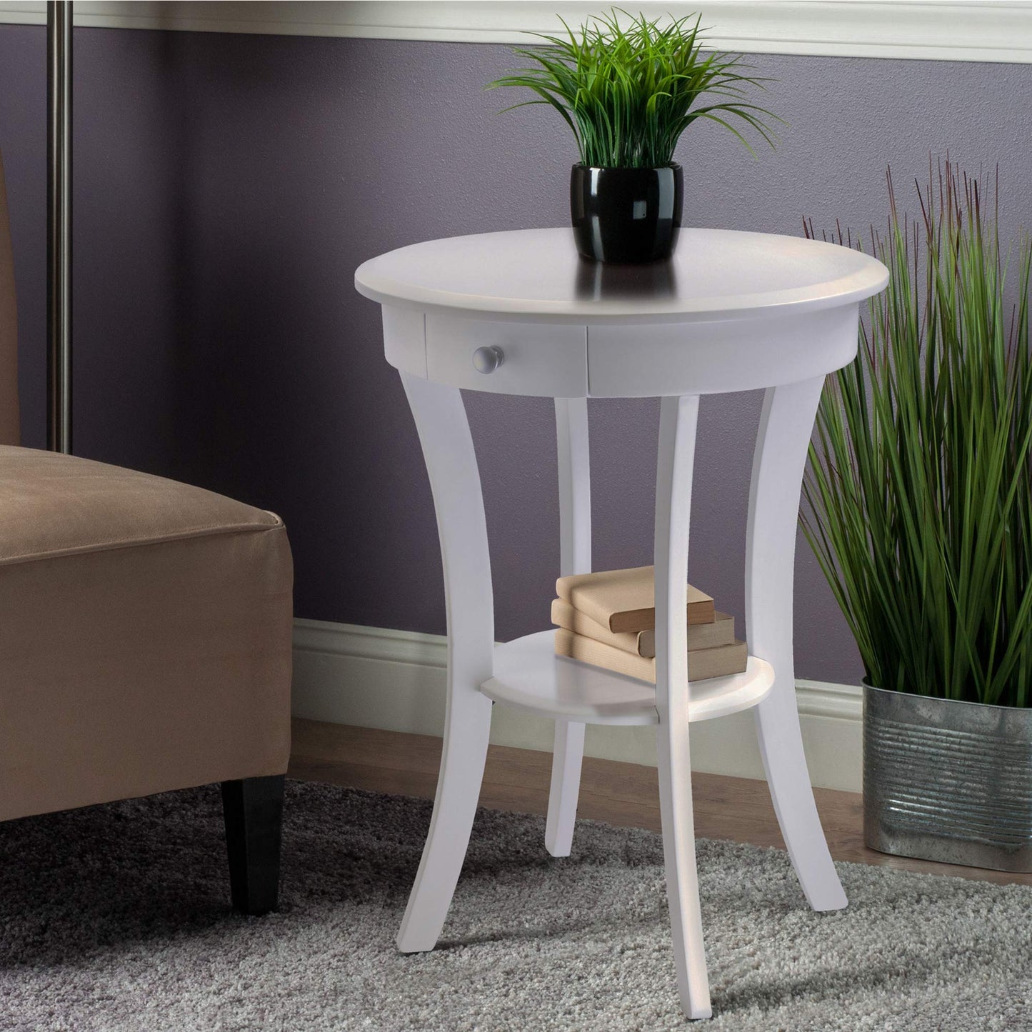 TABLE | Ergode  Deluxe Wood Sasha Accent Table | Sleek Curved Design | Ample Storage | Black Finish | Multiple Finishes Available | Assembly Hardware Included | 20W x 20D x 27H | casafoyer.myshopify.com