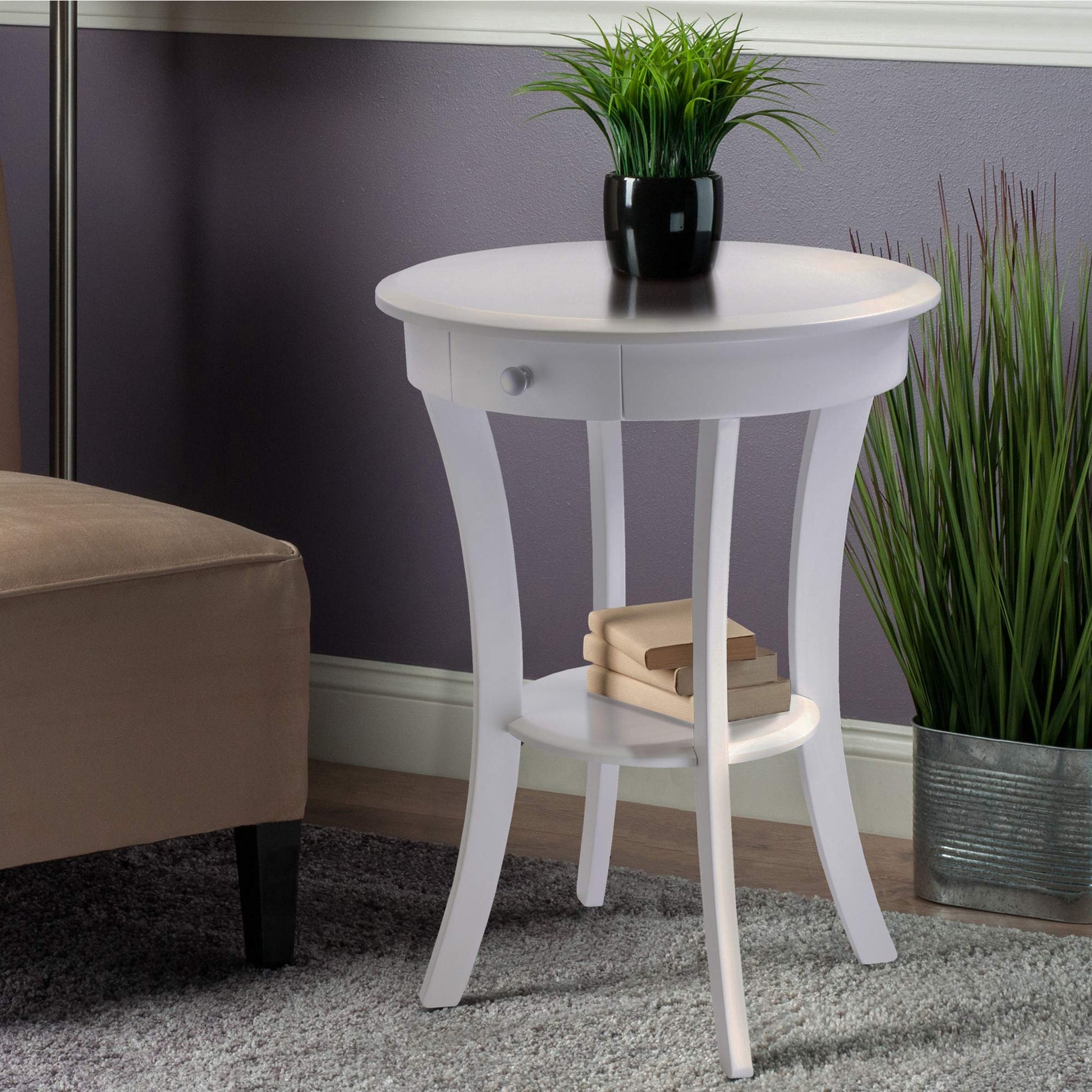 TABLE | Ergode  Deluxe Wood Sasha Accent Table | Sleek Curved Design | Ample Storage | Black Finish | Multiple Finishes Available | Assembly Hardware Included | 20W x 20D x 27H | casafoyer.myshopify.com