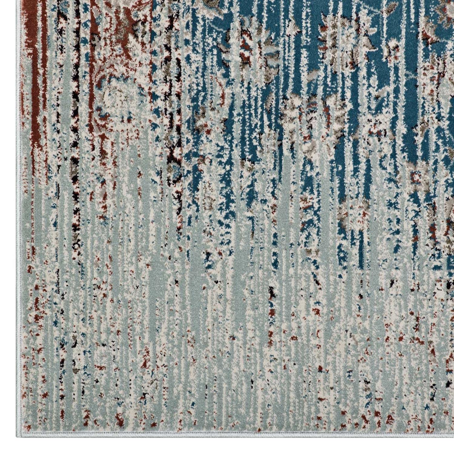 Carpet & Rugs | CasaFoyer Hesper Distressed Contemporary Floral Lattice Area Rug | Durable, Stain Resistant | 5x8 | Teal, Beige, Brown | casafoyer.myshopify.com