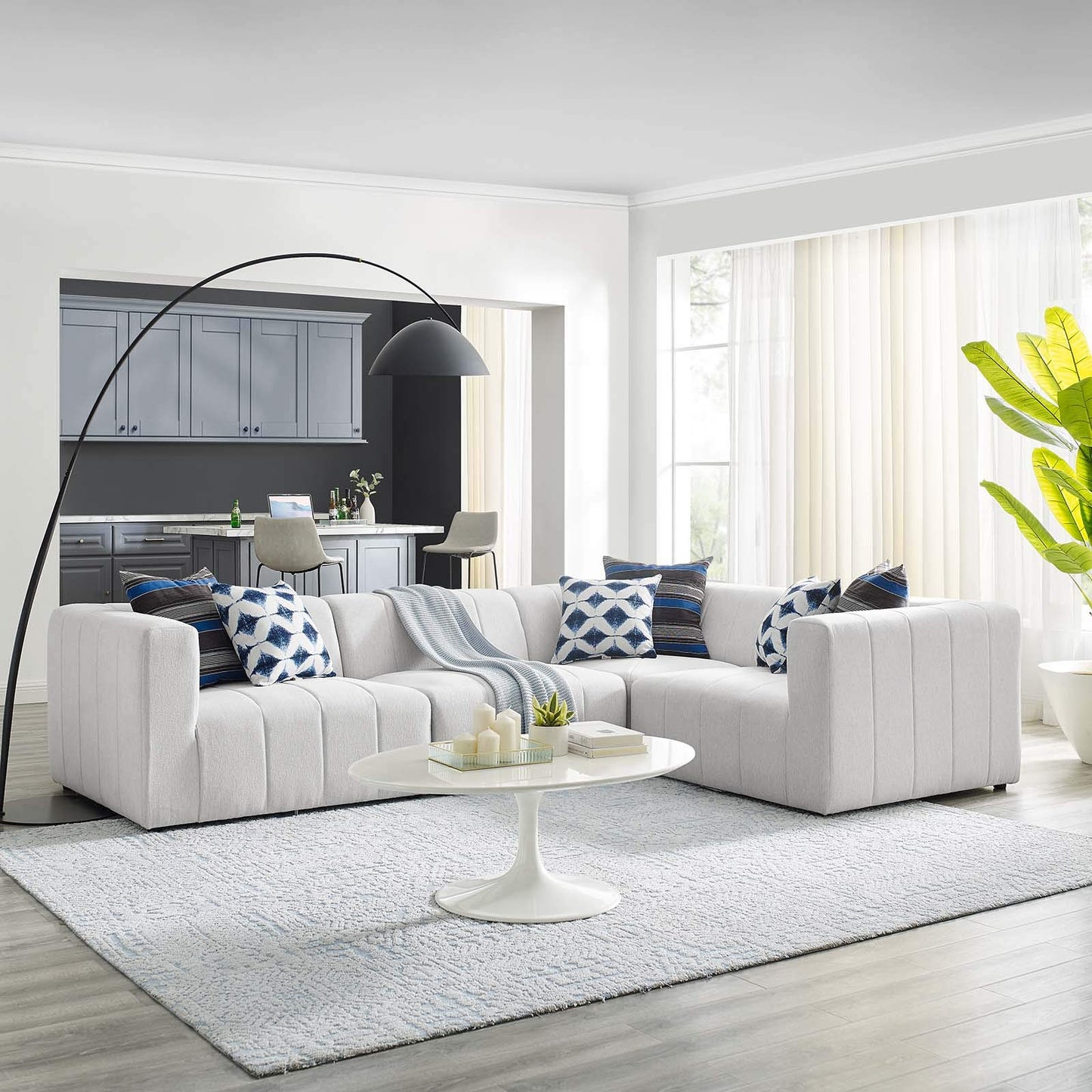 kitchen and dining room sets | CasaFoyer Bartlett Upholstered Fabric 4-Piece Sectional Sofa | Retro Modern Style | Dense Foam Padding | Solid Wood Frame | Modular Connectors | Non-Marking Foot Caps | Ivory | casafoyer.myshopify.com