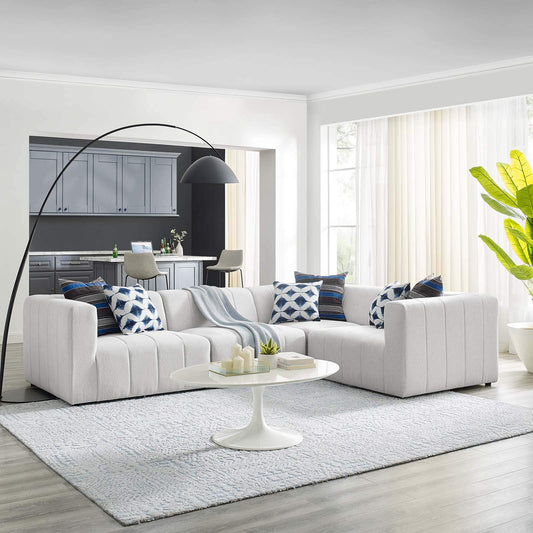 kitchen and dining room sets | CasaFoyer Bartlett Upholstered Fabric 4-Piece Sectional Sofa | Retro Modern Style | Dense Foam Padding | Solid Wood Frame | Modular Connectors | Non-Marking Foot Caps | Ivory | casafoyer.myshopify.com