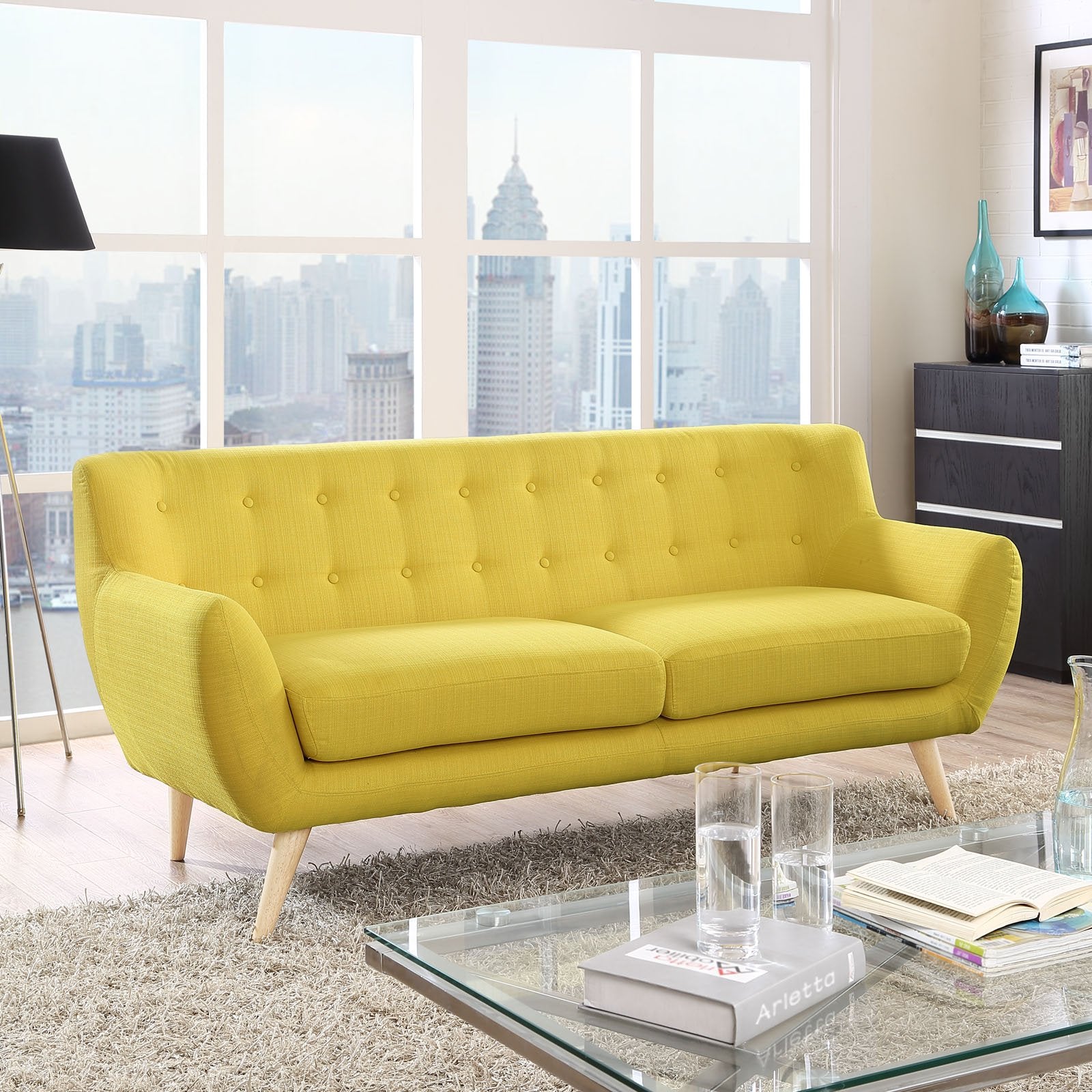 sofas | Remark Mid-Century Modern Dual Cushion Loveseat | Wooden Dowel Legs | Elegant, Inviting, and Sophisticated | Perfect for Cozy Coffee and Lively Conversations | casafoyer.myshopify.com