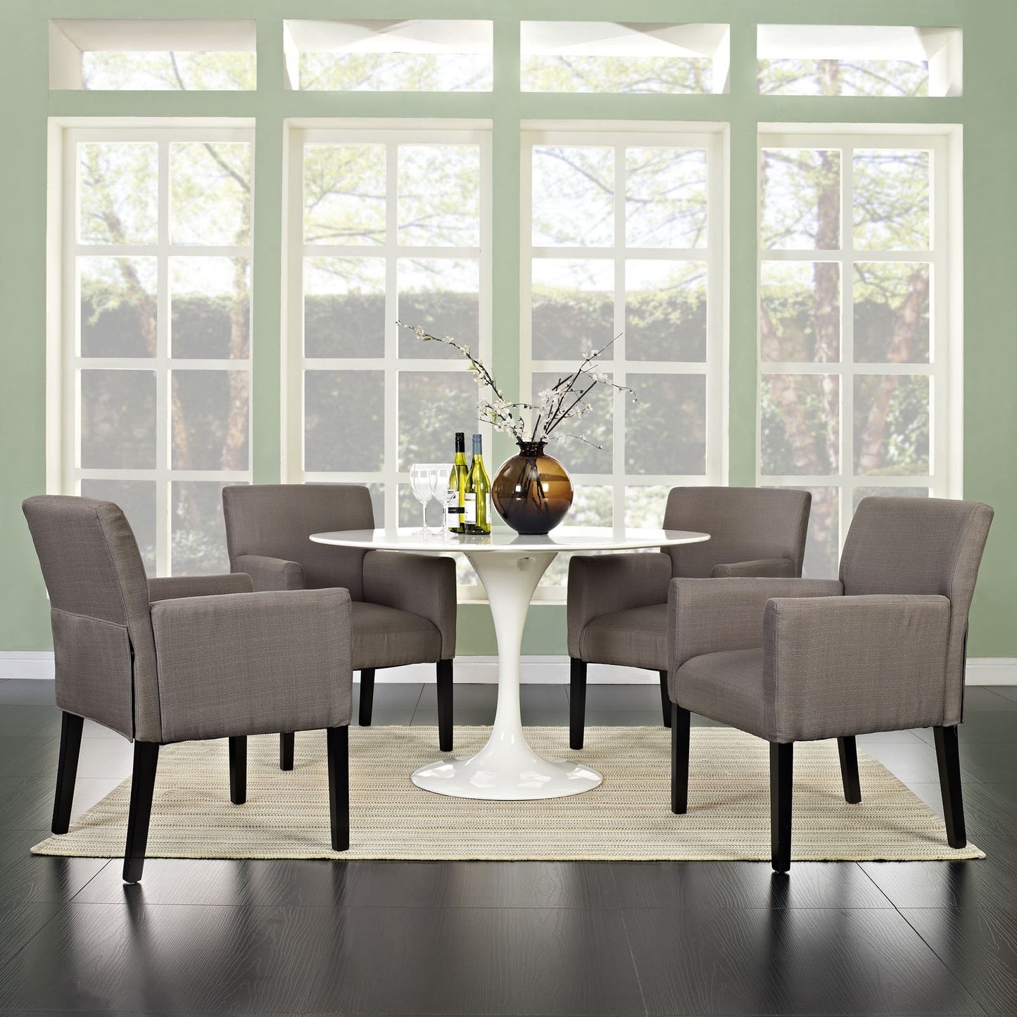 home office desk chairs | CasaFoyer Chloe Armchair Set of 4 | Versatile Design | Comfortable Fabric | Dark Wooden Legs | Perfect for Dining, Waiting Room, or Living Room Decor | Timeless Charm | Neutral Style | casafoyer.myshopify.com