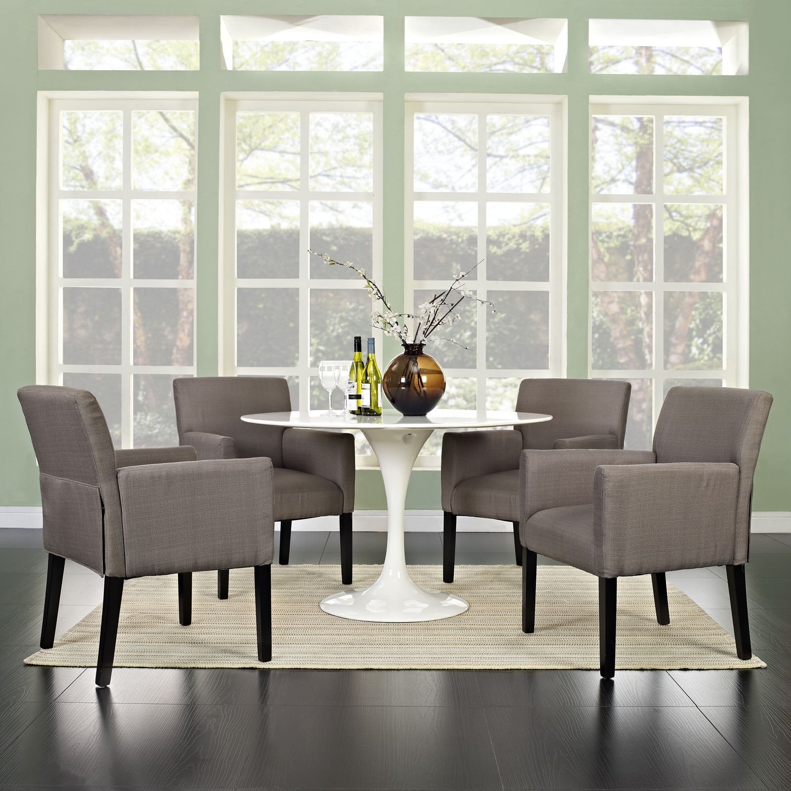 home office desk chairs | CasaFoyer Chloe Armchair Set of 4 | Versatile Design | Comfortable Fabric | Dark Wooden Legs | Perfect for Dining, Waiting Room, or Living Room Decor | Timeless Charm | Neutral Style | casafoyer.myshopify.com