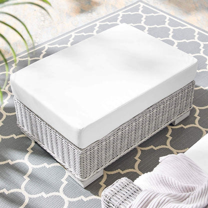 ottomans | CasaFoyer Conway Outdoor Patio Wicker Rattan Ottoman | UV-Resistant | Water-Resistant | Durable | Comfortable Seating | Light Gray | casafoyer.myshopify.com