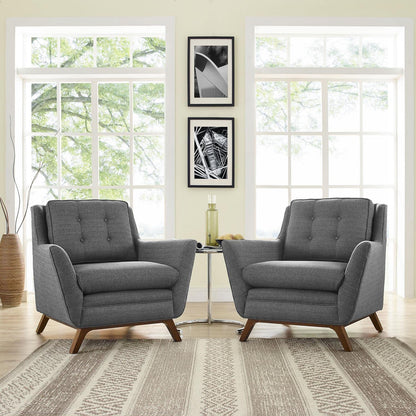 kitchen and dining room sets | CasaFoyer Beguile Collection | Elegant Curved Arm Fabric Armchair Set | Walnut Base | Plush Cushions | Tufted Buttons | Ideal for Living Room or Lounge | casafoyer.myshopify.com