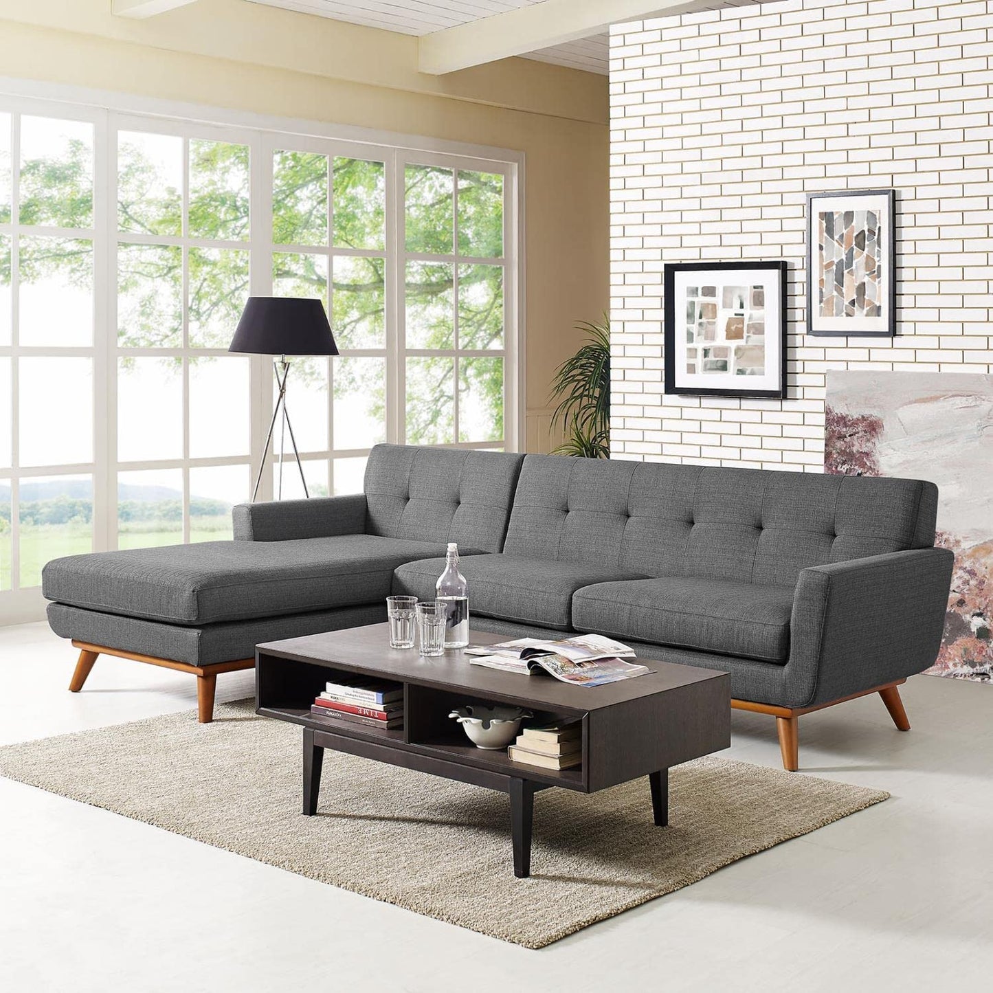 sofas | CasaFoyer Engage Living Room Set | Gently Curved Design | Dual Cushions | Upholstered Material | Visually Appealing Buttons | Solid Base | Left-Arm Chaise & Right-Arm Loveseat | casafoyer.myshopify.com