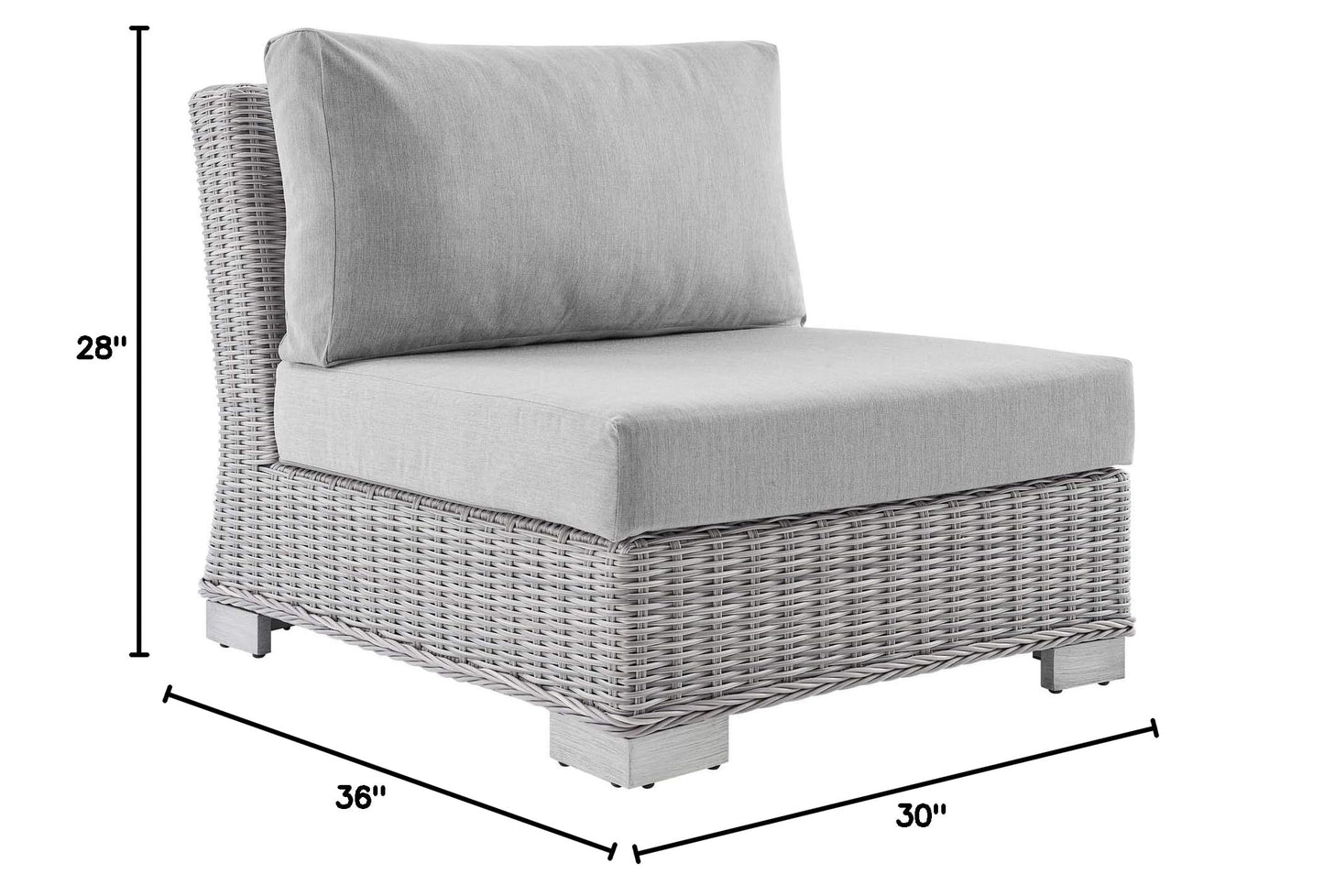patio bistro sets | CasaFoyer Conway Outdoor Patio Wicker Rattan Armless Chair | Light Gray | UV-Resistant | Sturdy Frame | Water-Resistant Cushions | Trending Design | casafoyer.myshopify.com
