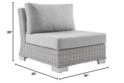 patio bistro sets | CasaFoyer Conway Outdoor Patio Wicker Rattan Armless Chair | Light Gray | UV-Resistant | Sturdy Frame | Water-Resistant Cushions | Trending Design | casafoyer.myshopify.com