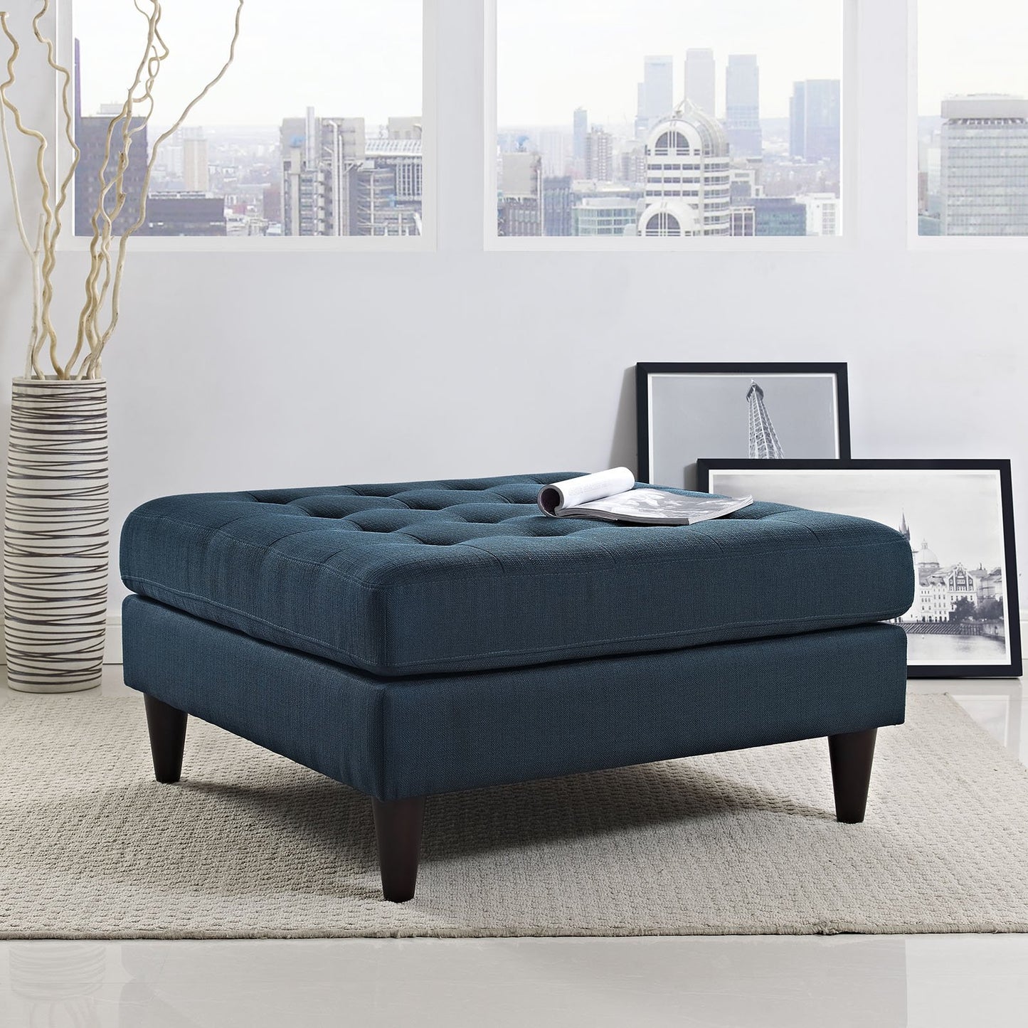 home office desk chairs | CasaFoyer Empress Large Ottoman | Exquisite Design | Tufted Buttons | Plush Cushions | Elegant Armrests | Black Stained Legs | Luxurious Fabric Upholstery | casafoyer.myshopify.com