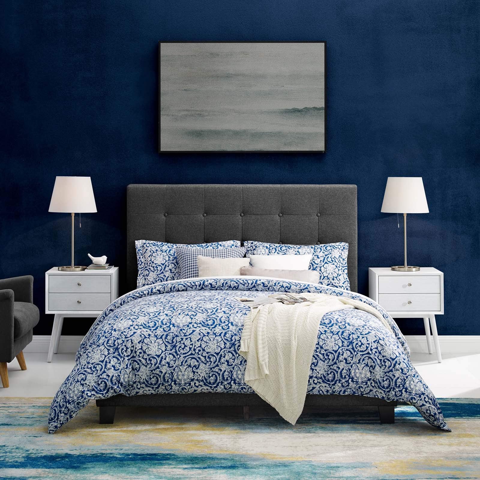 Bed | CasaFoyer Melanie Full Platform Bed | Chic Elegance | Button Tufted | Upholstered Fabric | Wood Frame | No Box Spring Needed | Suitable for Various Mattresses | Teen's Bedroom | Guest Room | Dorm | casafoyer.myshopify.com