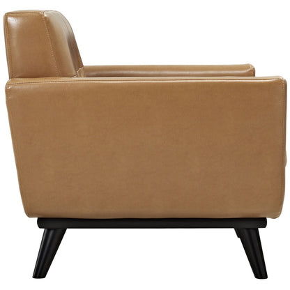 Sofa & chair Sets | Engage Leather Armchair | Luxurious & Cozy Lounging Experience | Curved Design | Plush Cushions | Eye-Catching Buttons | Solid Wood Legs | Tan Color | casafoyer.myshopify.com