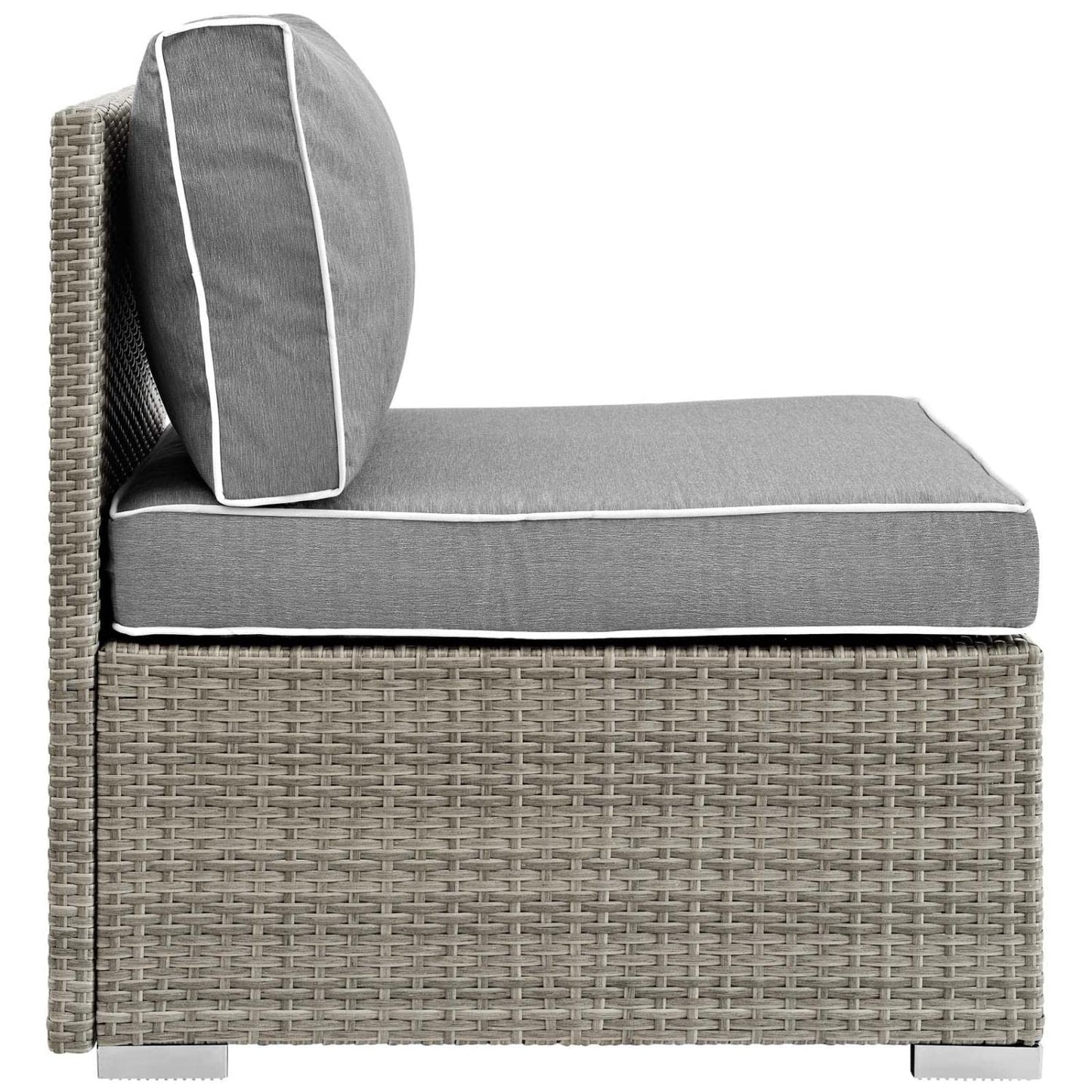 ottomans | CasaFoyer Repose Outdoor Patio Armless Sectional Sofa Chair | Tan/Gray Synthetic Rattan | UV Protection | Plush Cushions | Non-Marking Foot Pads | Sturdy Aluminum Frame | 1 Chair | casafoyer.myshopify.com