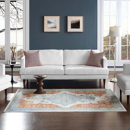 Carpet & Rugs | CasaFoyer Citlali Distressed Southwestern Aztec Area Rug | Vibrant Design | Stain Resistant | Easy to Maintain | Durable & Long-Lasting | 4x6 Size | casafoyer.myshopify.com