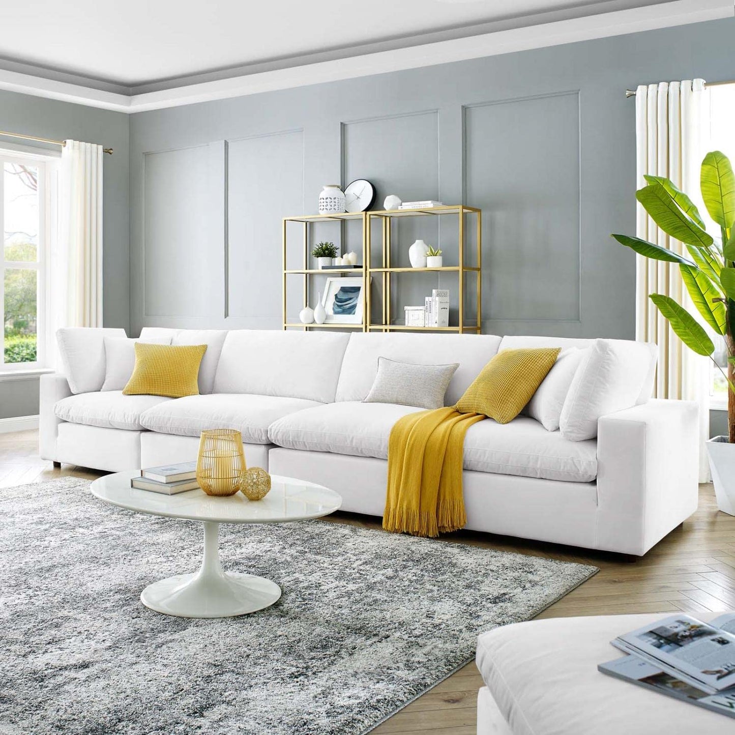 sofas | CasaFoyer Commix Furniture Collection | Solid Wood Frame | Stain-Resistant Velvet Upholstery | Foam Padded & Duck Down Cushions | Overstuffed Feather Cushions | 2 Armless Chairs & 2 Corner Chairs | Weight Capacity: 331 lbs | Plastic Foot Glides | casafoyer.myshopify.com