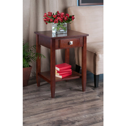 TABLE | Ergode Richmond End Table | Sleek & Versatile Design | Spacious Drawer & Bottom Shelf | Antique Walnut Finish | 17.95W x 18.68D x 25.98H | casafoyer.myshopify.com
