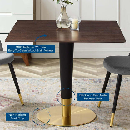 patio dining tables | CasaFoyer Zinque Dining Table | Modern Mid-Century Design | Black & Gold Base | MDF Wood Grain Veneer | Non-Marking Ring | Easy to Clean | casafoyer.myshopify.com