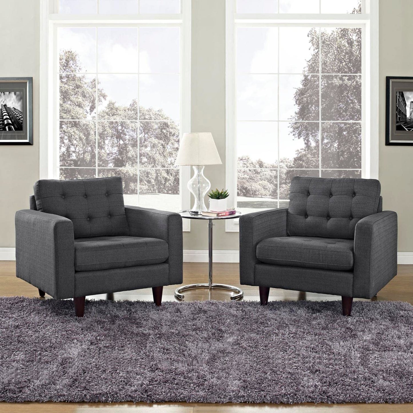 home office desk chairs | CasaFoyer Empress Upholstered Armchair Set of 2 | Exquisite Design | Regal Details | Luxurious Comfort | Gray | casafoyer.myshopify.com