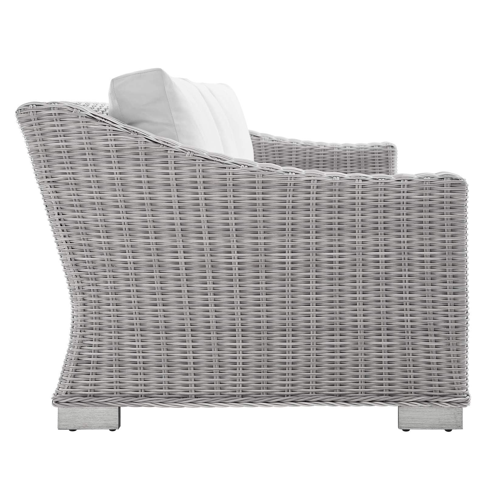 kitchen and dining room sets | CasaFoyer Conway Outdoor Patio Sunbrella Wicker Rattan 4-Piece Furniture Set | Comfortable, Durable, Stylish | Includes Sofa, Armchairs, Coffee Table | casafoyer.myshopify.com
