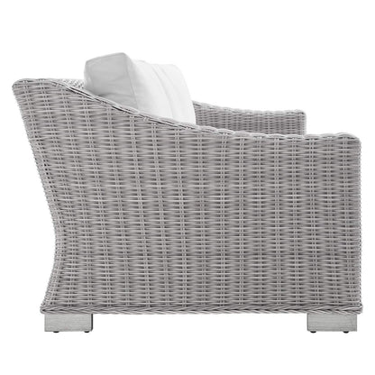 kitchen and dining room sets | CasaFoyer Conway Outdoor Patio Sunbrella Wicker Rattan 4-Piece Furniture Set | Comfortable, Durable, Stylish | Includes Sofa, Armchairs, Coffee Table | casafoyer.myshopify.com