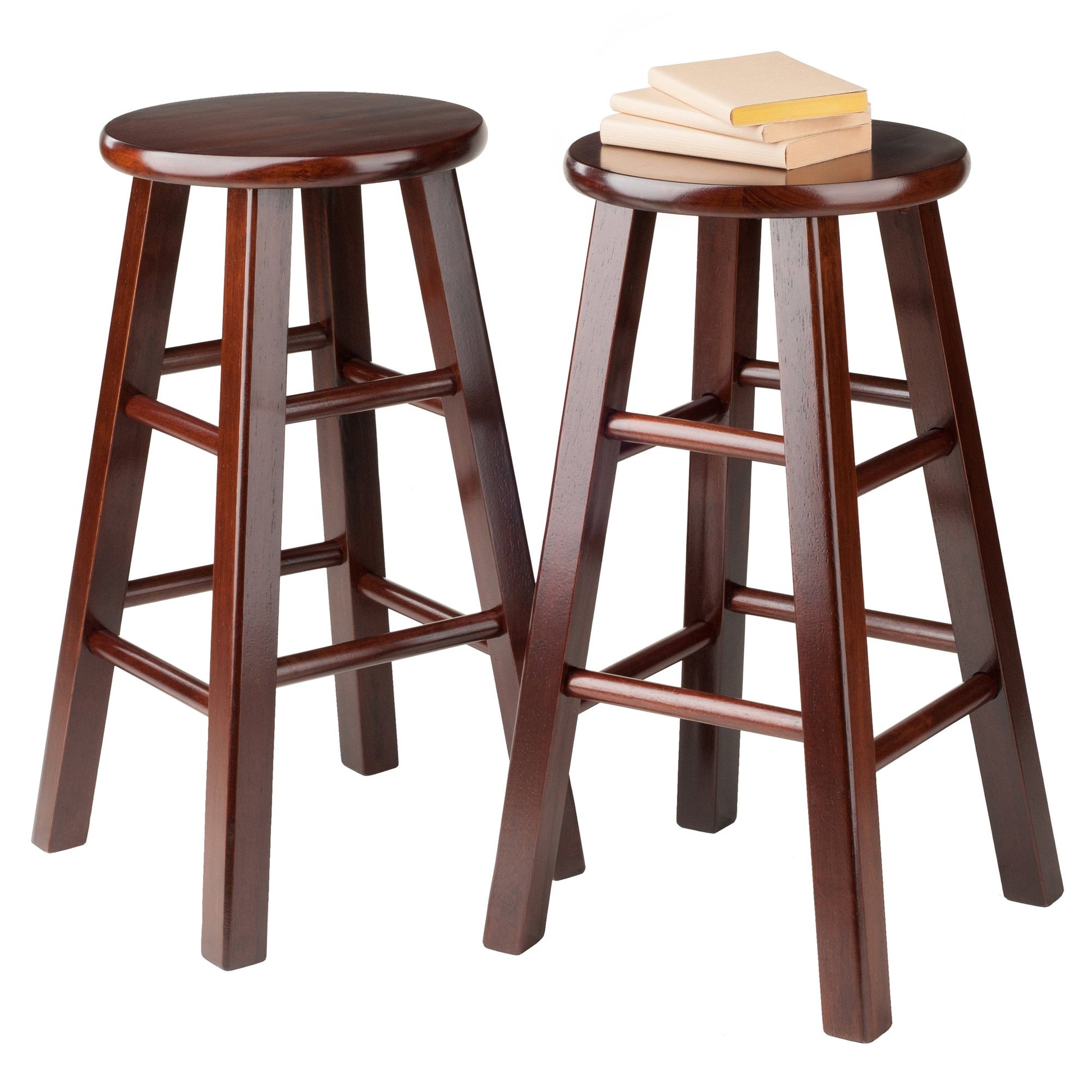 childrens table and chair sets | CasaFoyer Sally 3-Pc Breakfast Table Set | 2 Stools | Solid Wood | Antique Walnut Finish | Rectangular Table with Drawers | Easy Assembly | casafoyer.myshopify.com
