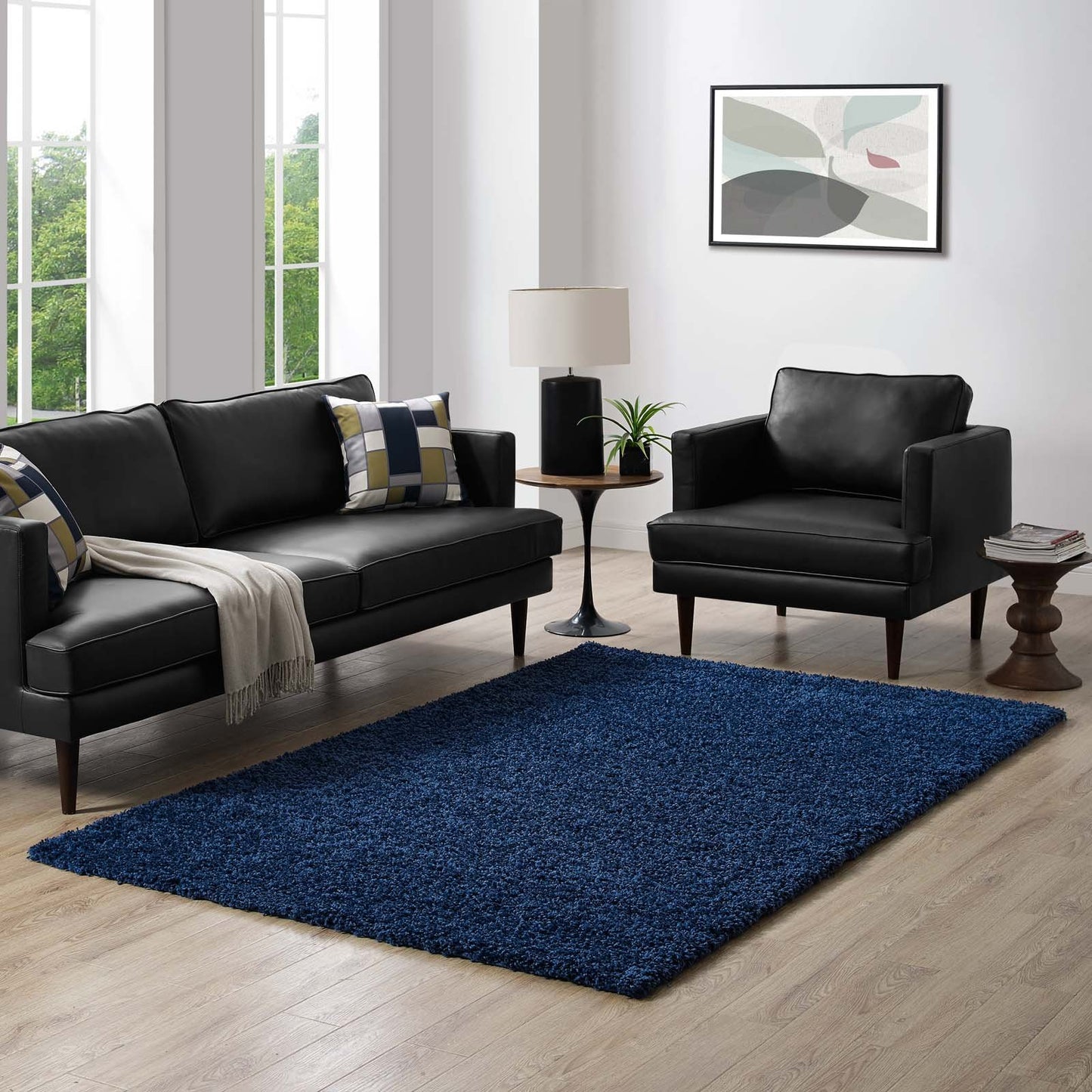 Carpet & Rugs | CasaFoyer Enyssa Solid Shag Area Rug - Navy | 5x8 | Durable Polypropylene | Non-Shedding, Stain Resistant | High Density | Easy to Maintain | Enhance Home Decor | casafoyer.myshopify.com