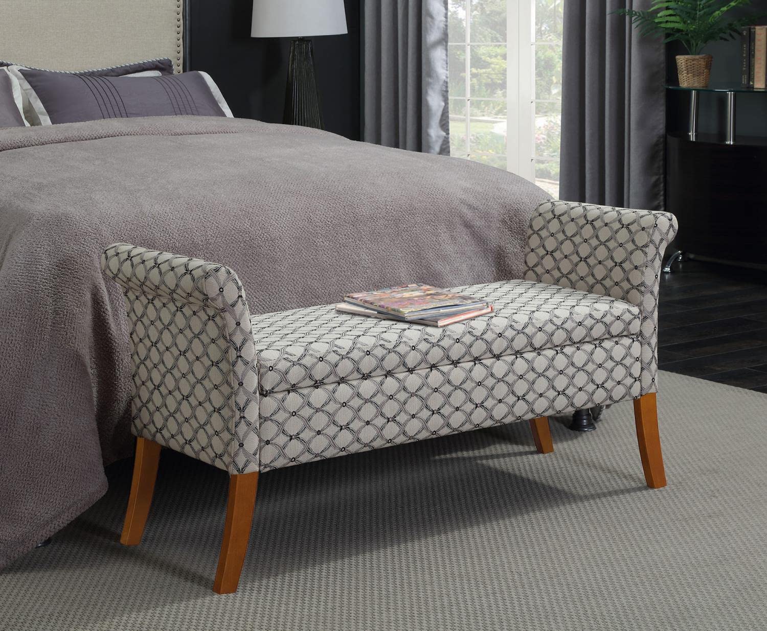 Ottoman | Designs4Comfort Garbo Storage Bench | Cozy Ottoman with Ample Storage | Durable Poplar Wood | Plush Fabric Upholstery | casafoyer.myshopify.com