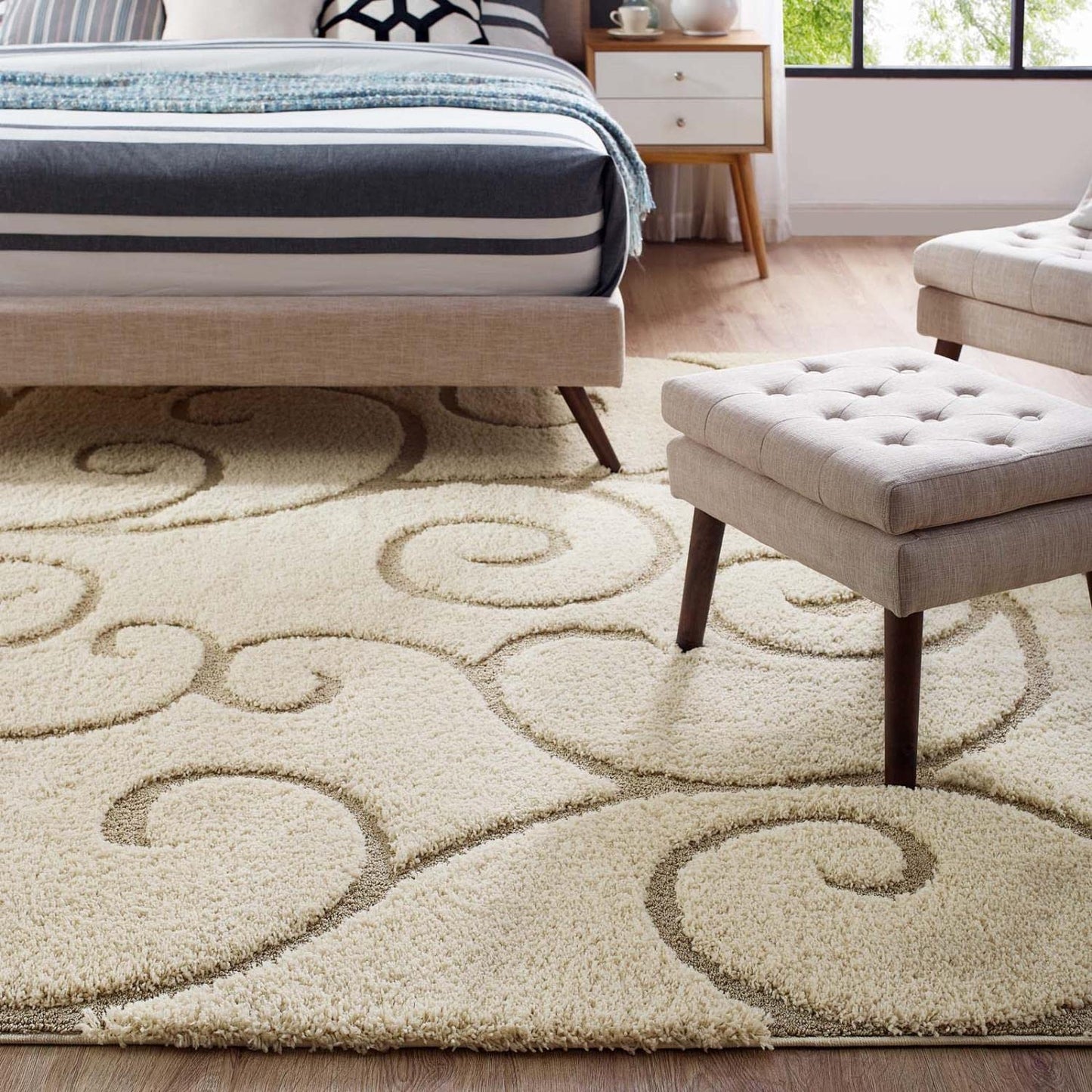 Carpet & Rugs | CasaFoyer Burgeon Scrolling Vine 5x8 Shag Area Rug | Modern Design | Durable Polypropylene | Jute Backing | Stain-Resistant | Easy to Clean | Ideal for Various Rooms | casafoyer.myshopify.com