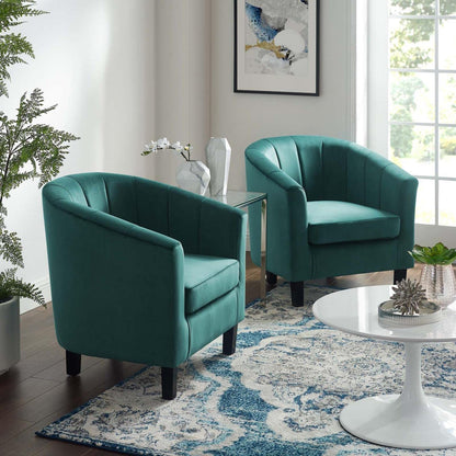 home office desk chairs | CasaFoyer Prospect Performance Velvet Armchair Set of 2 | Stain-Resistant | Channel Tufted | Retro Modern Design | Teal | casafoyer.myshopify.com