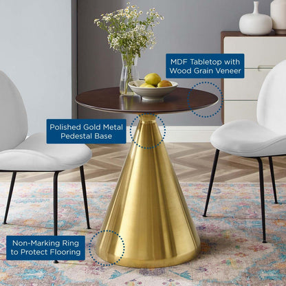 patio dining tables | CasaFoyer Tupelo 28 Dining Table | Modern Style | Mid-Century Design | Organic Shape | Gold Metal Base | MDF & Wood Grain Veneer | Non-Marking Ring | Easy Assembly | casafoyer.myshopify.com